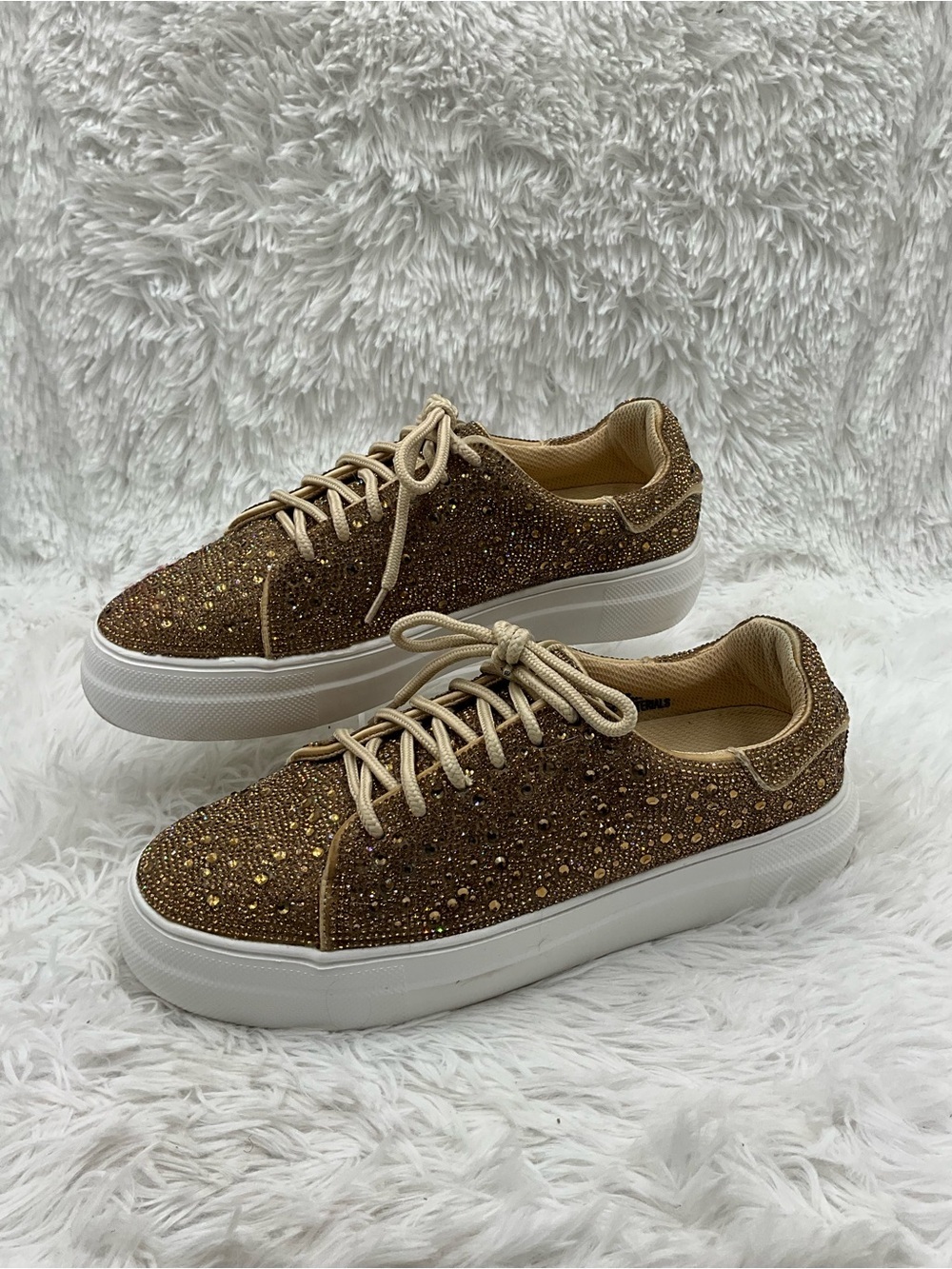 Hey Girl by Corey’s Sneakers Size 9 Gold Glitter Rhinestones Platform Sneakers